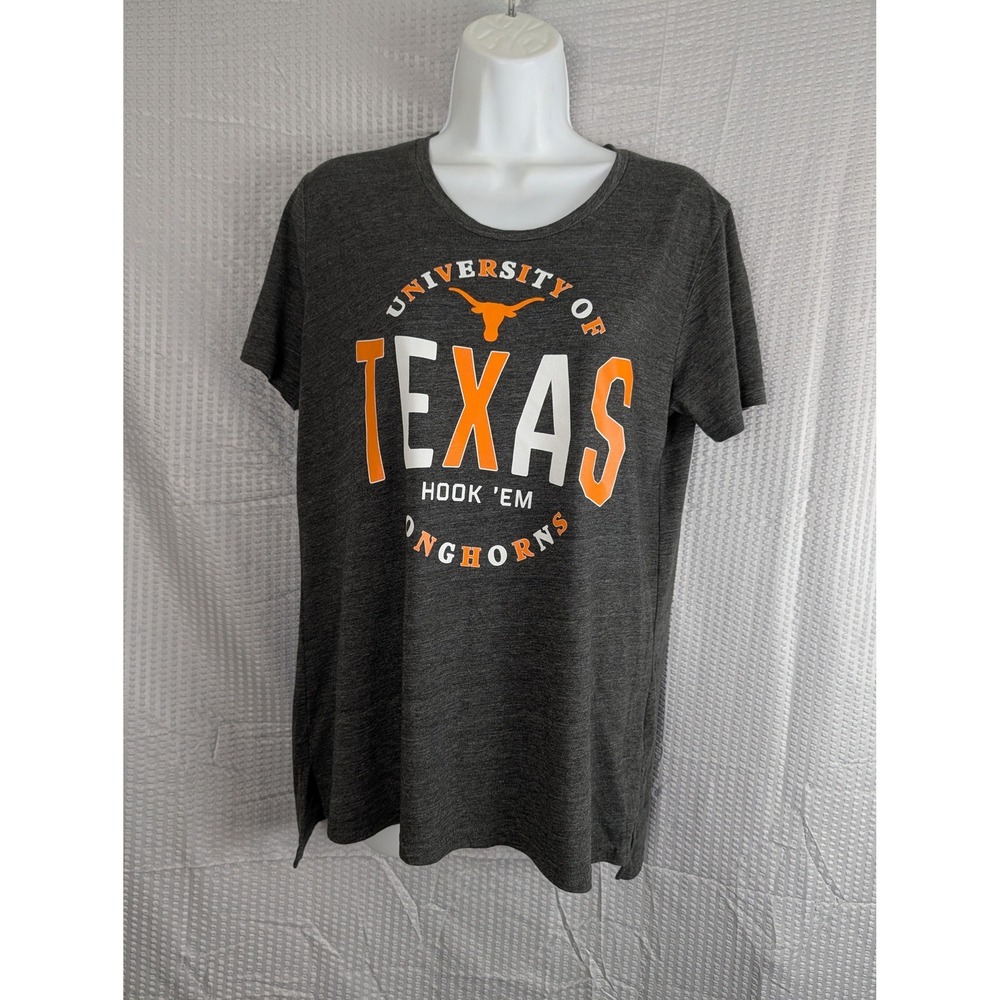 University of Texas Longhorns Hook Em Graphic T-Shirt Charcoal Gray Womens Med